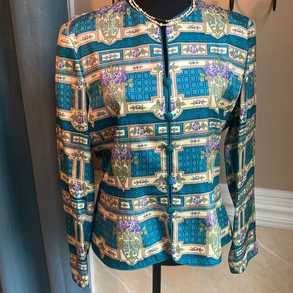- VNTG ADRIANNA PAPELL Silk Jacket SZ.10 - Picture 1 of 5